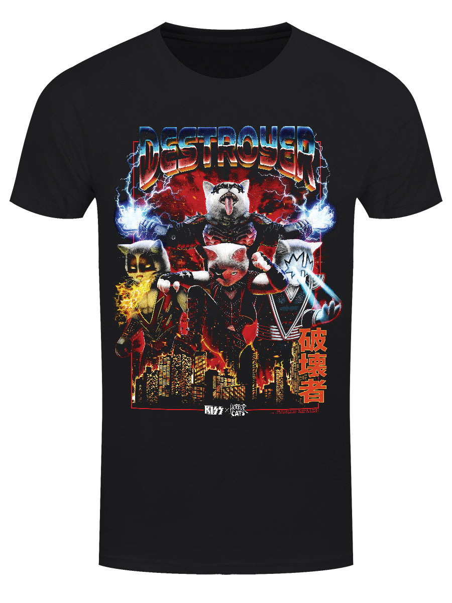 KISS x Horror Cats Destroyer Men's Black T-Shirt