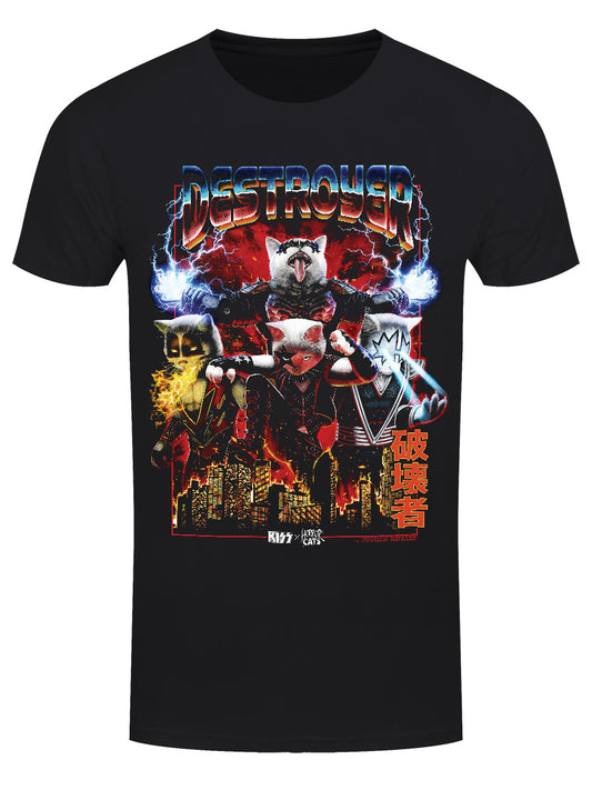 KISS x Horror Cats Destroyer Men's Black T-Shirt