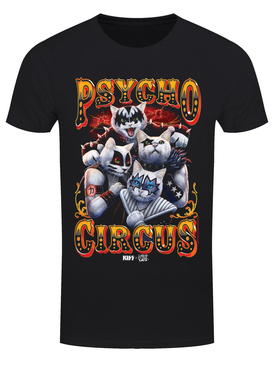 KISS x Horror Cats Psycho Circus Men's Black T-Shirt