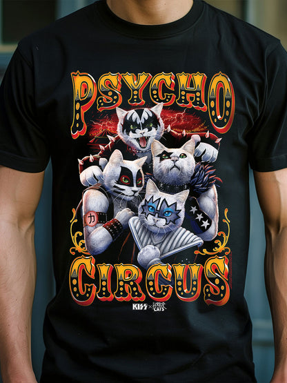 KISS x Horror Cats Psycho Circus Men's Black T-Shirt