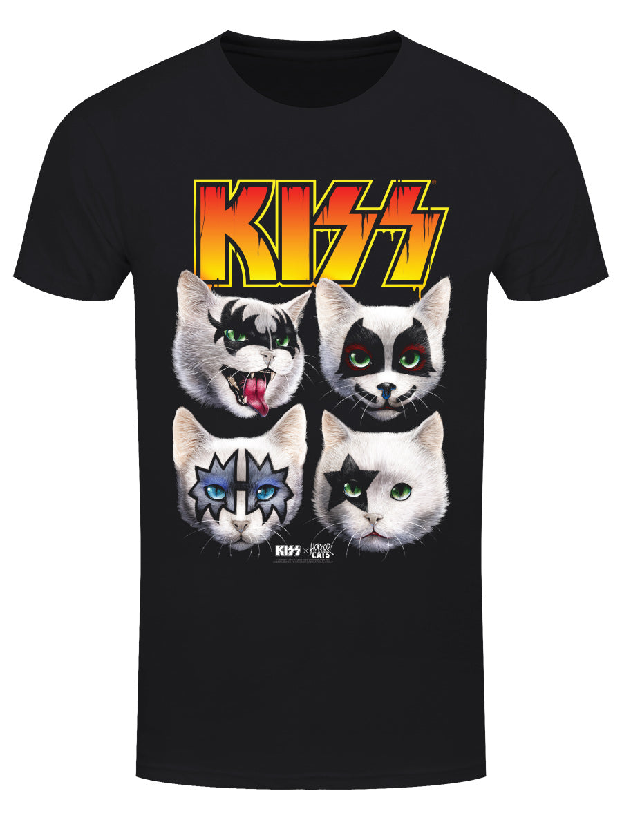 KISS x Horror Cats Feline Four Men's Black T-Shirt
