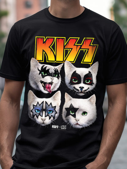 KISS x Horror Cats Feline Four Men's Black T-Shirt