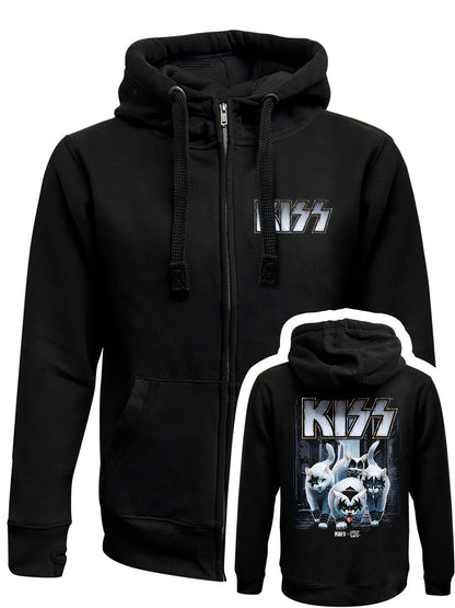 KISS x Horror Cats Creatures Black Zipped Premium Hoodie