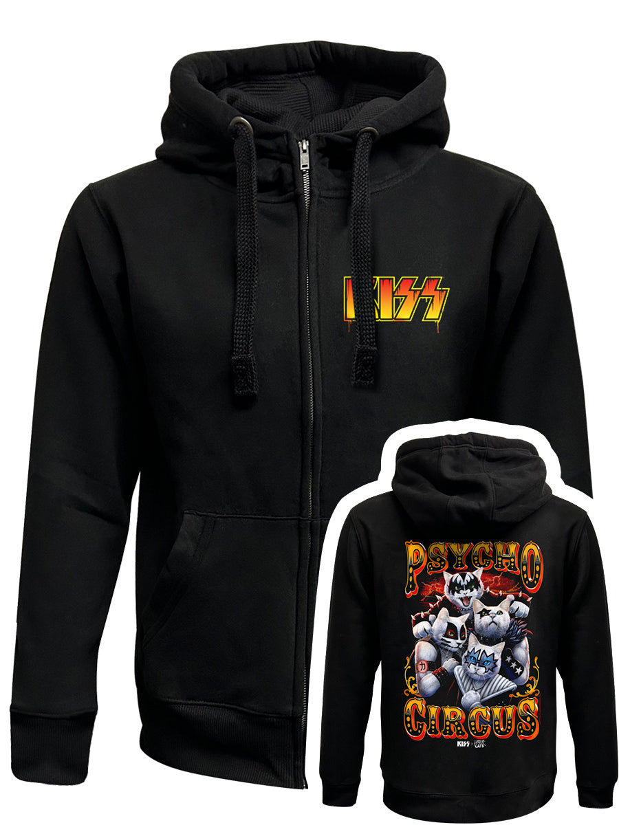 KISS x Horror Cats Psycho Circus Black Zipped Premium Hoodie