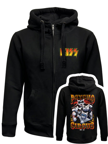KISS x Horror Cats Psycho Circus Black Zipped Premium Hoodie