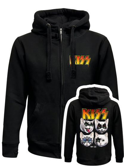 KISS x Horror Cats Feline Four Black Zipped Premium Hoodie