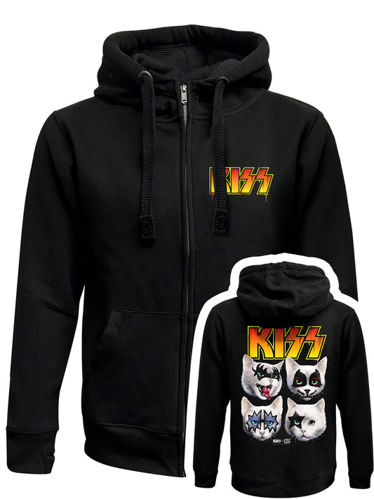 KISS x Horror Cats Feline Four Black Zipped Premium Hoodie