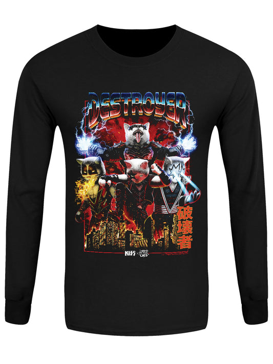 KISS x Horror Cats Destroyer Black Long Sleeve T-Shirt
