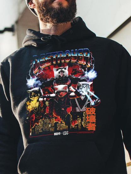 KISS x Horror Cats Destroyer Black Pullover Hoodie