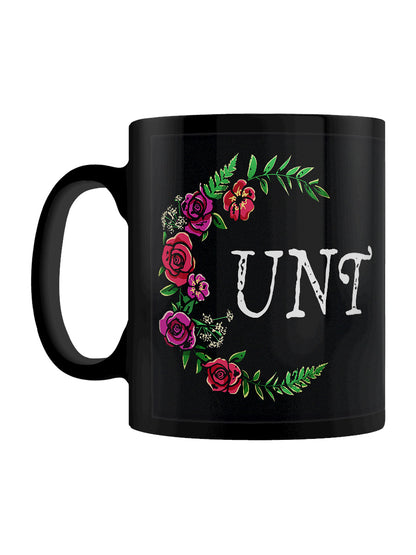Floral Cunt Black Mug