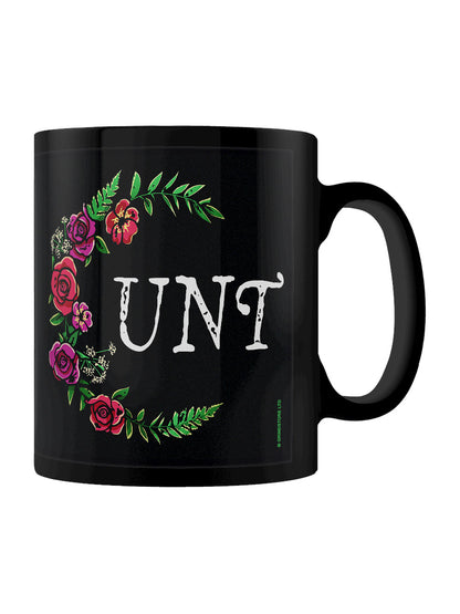 Floral Cunt Black Mug