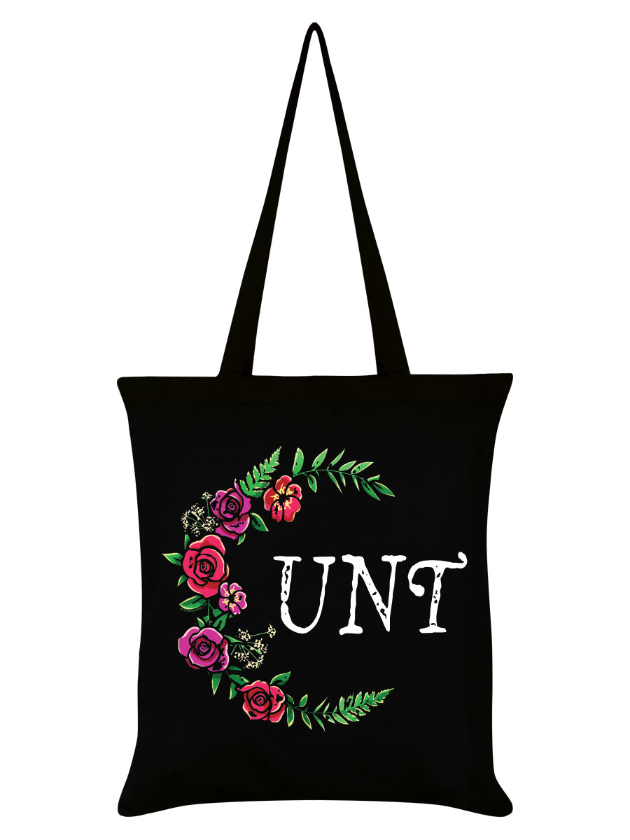 Floral Cunt Black Tote Bag