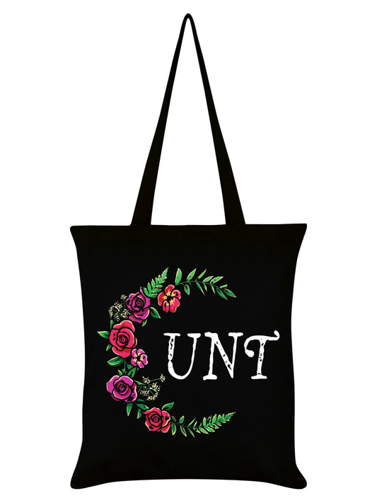 Floral Cunt Black Tote Bag
