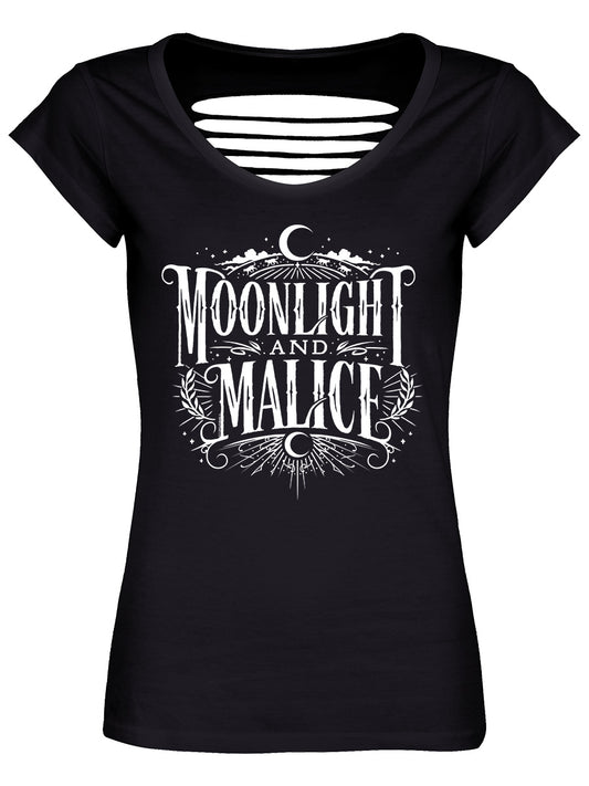 Moonlight And Malice Ladies Black Razor Back T-Shirt