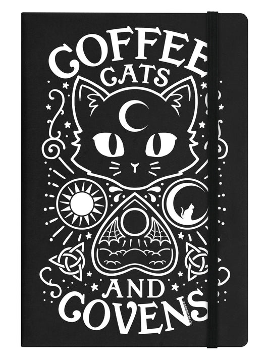 Coffee, Cats & Covens Black A5 Hard Cover Notebook