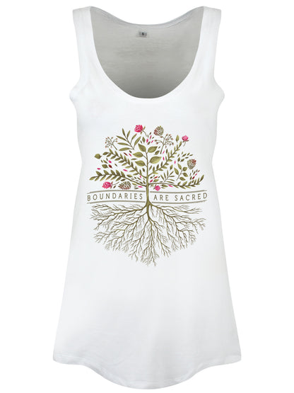 Boundaries Are Sacred Ladies White Floaty Vest