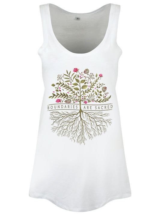 Boundaries Are Sacred Ladies White Floaty Vest