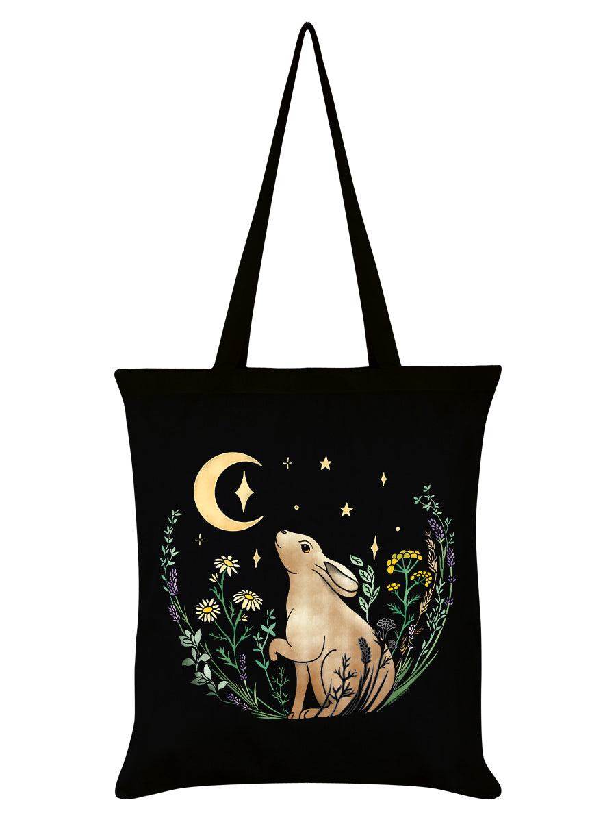 Moon Gazer Black Tote Bag