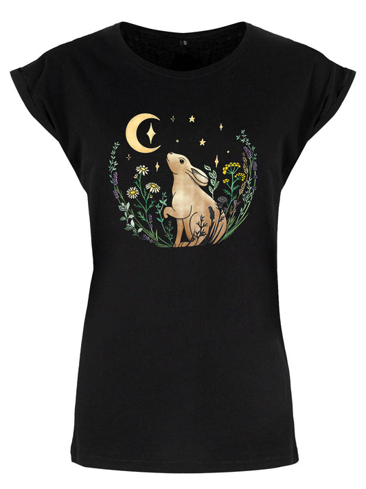 Moon Gazer Ladies Premium Black T-Shirt