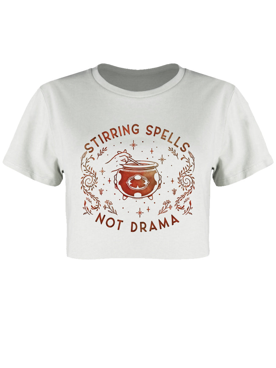 Stirring Spells Not Drama Ladies White Crop Top