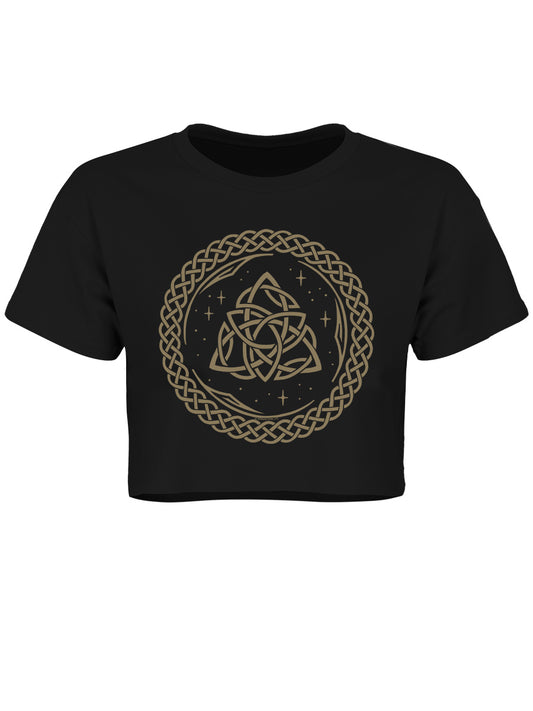 Divine Triquetra Black Crop Top