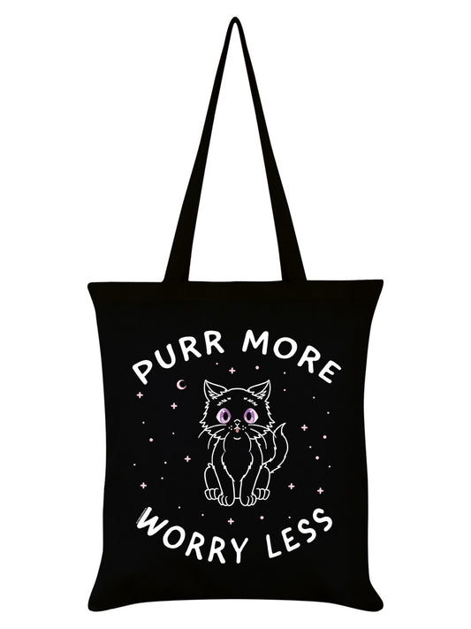 Little Shadow Purr More Worry Less Black Tote Bag