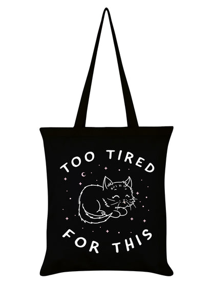 Little Shadow Tired Cat Black Tote Bag