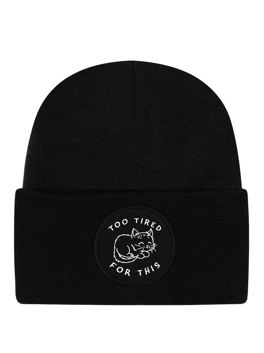 Little Shadow Tired Cat Black Beanie