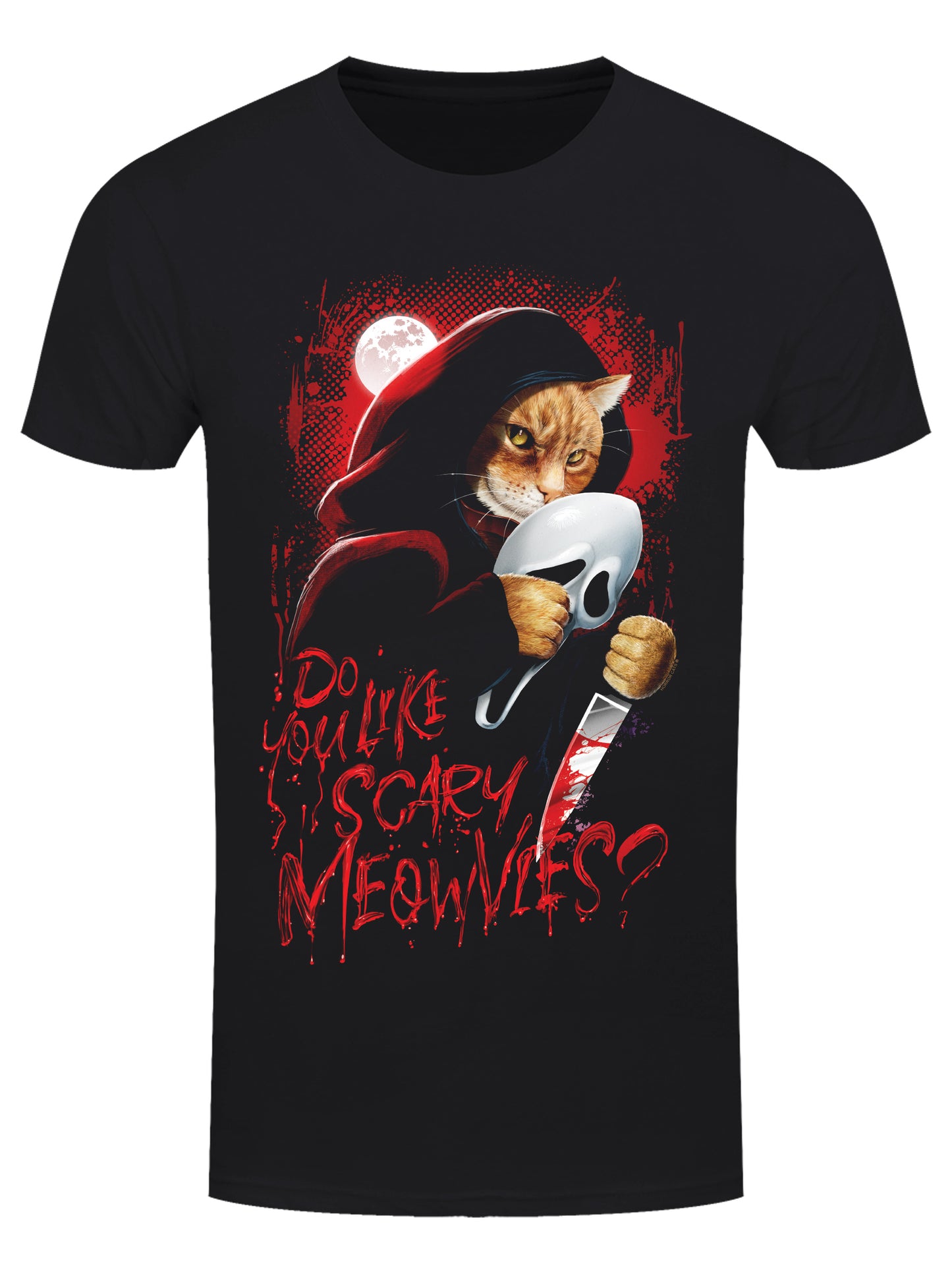 Horror Cats Do You Like Scary Meowvies? Men's Black T-Shirt