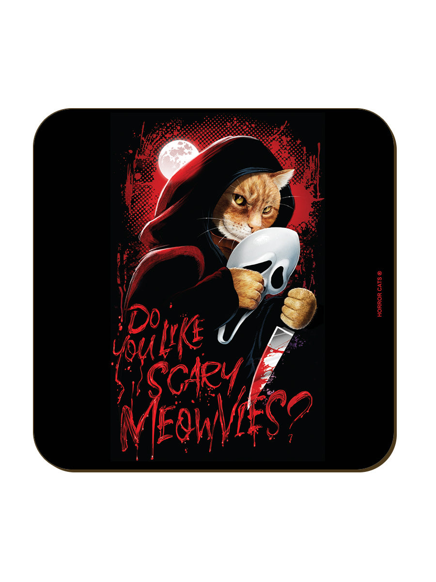 Horror Cats Do You Like Scary Moeowvies? Square Coaster
