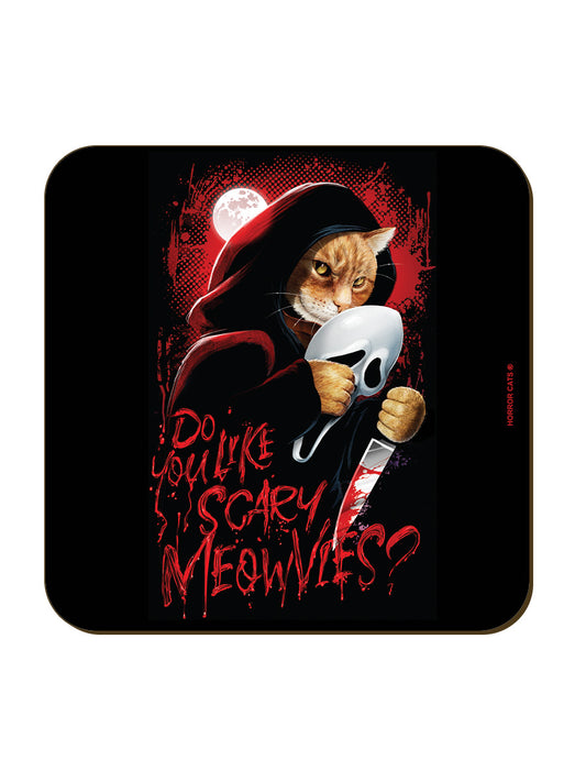 Horror Cats Do You Like Scary Moeowvies? Square Coaster