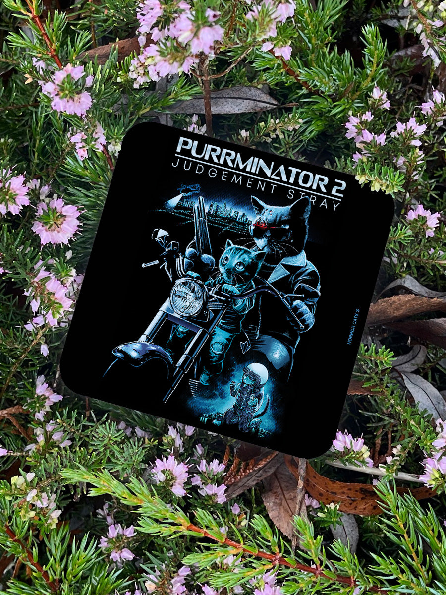 Horror Cats Purrminator 2 Square Coaster