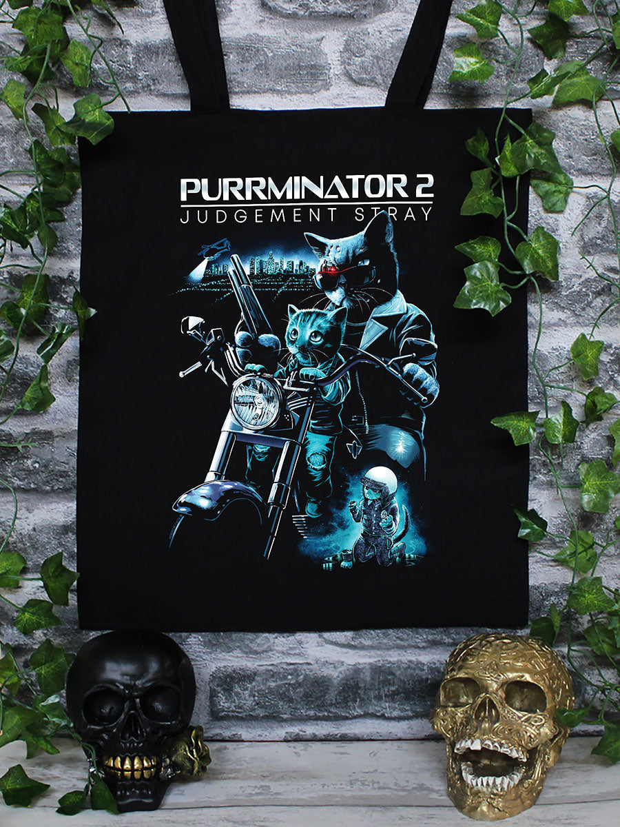 Horror Cats Purrminator 2 Black Tote Bag