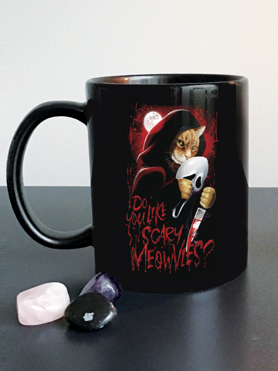 Horror Cats Do You Like Scary Meowvies? Black Mug