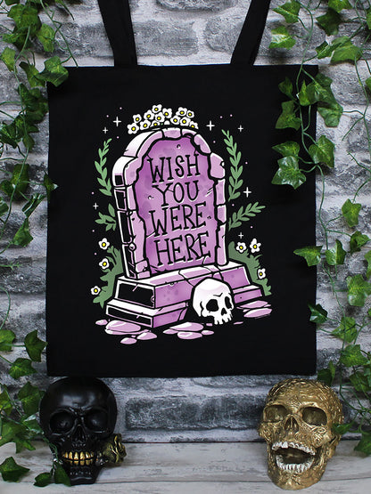 Tombstone Wish You Were Here Black Tote Bag