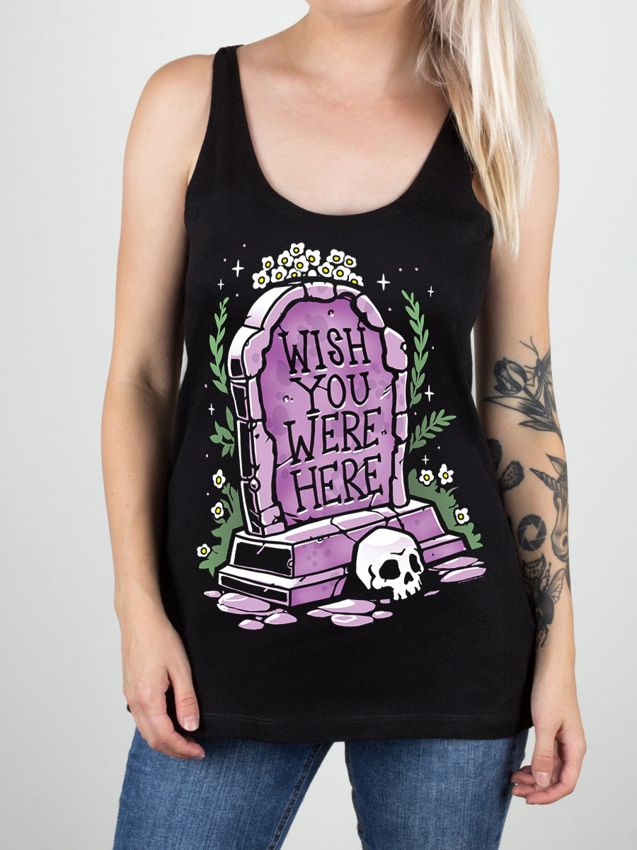 Tombstone Wish You Were Here Ladies Black Floaty Vest