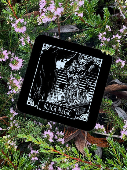 Deadly Tarot Black Magic Square Coaster
