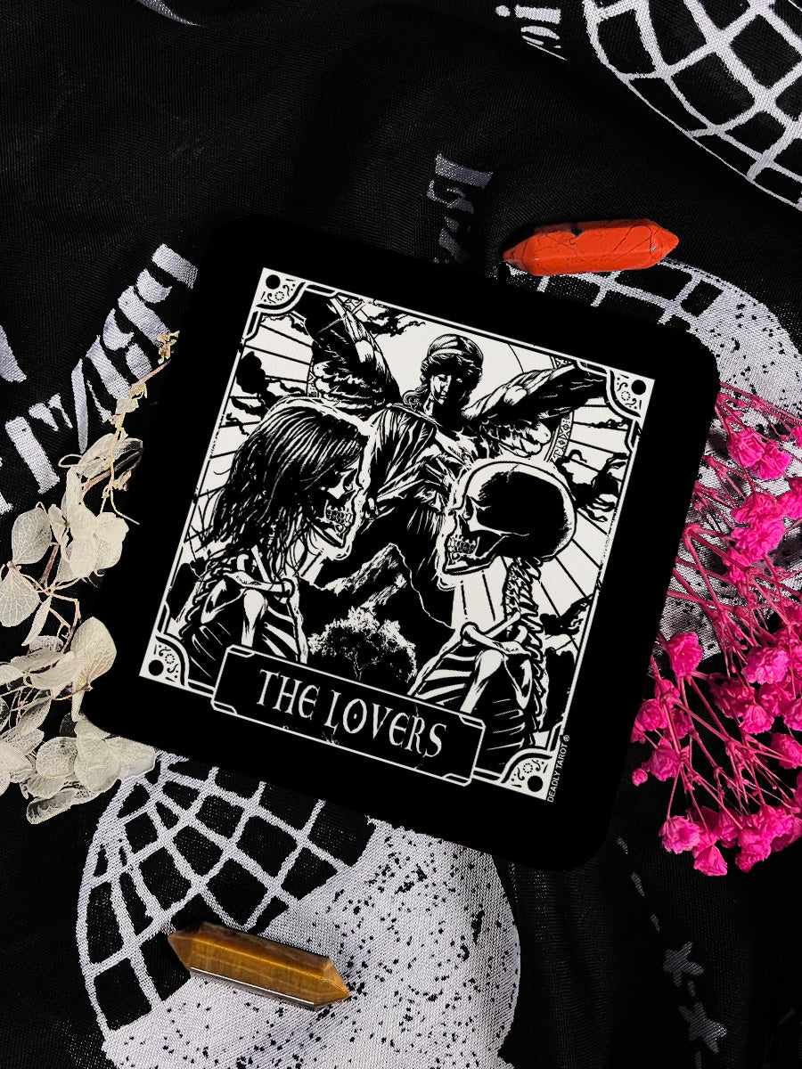 Deadly Tarot The Lovers Square Coaster