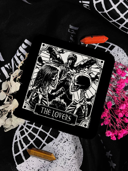 Deadly Tarot The Lovers Square Coaster
