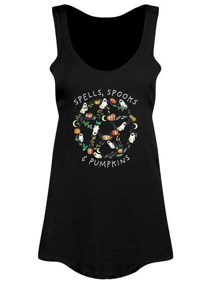 Spells, Spooks & Pumpkins Ladies Black Floaty Vest