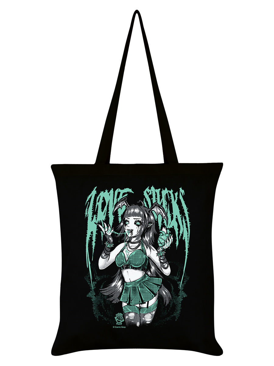 Cosmic Boop Love Sucks Black Tote Bag