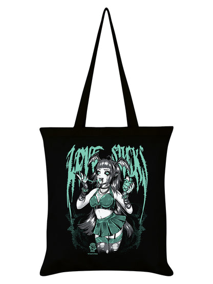 Cosmic Boop Love Sucks Black Tote Bag