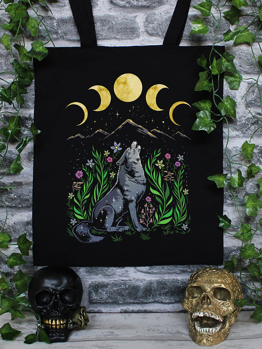Lupine Howl Black Tote Bag