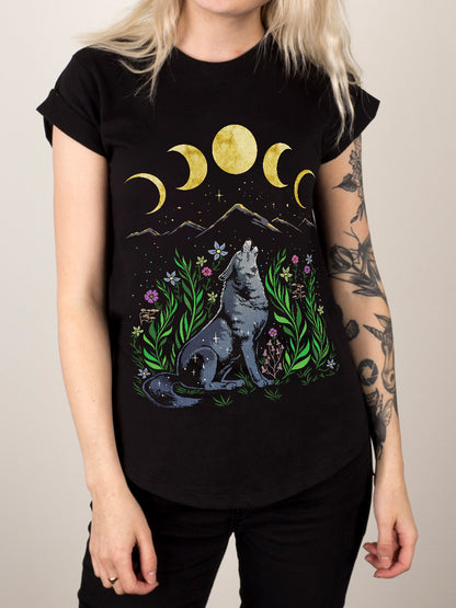 Lupine Howl Ladies Premium Black T-Shirt
