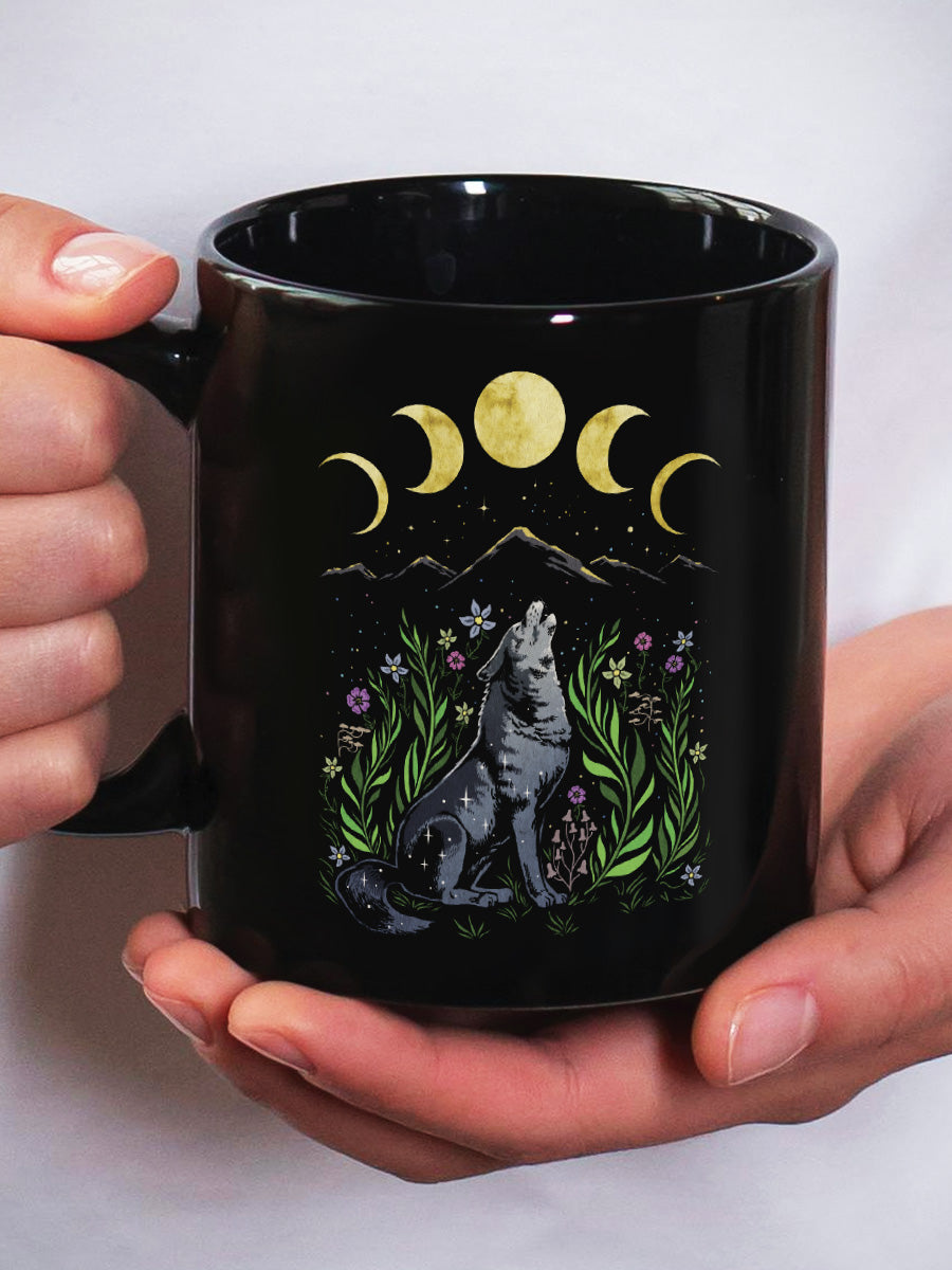 Lupine Howl Black Mug