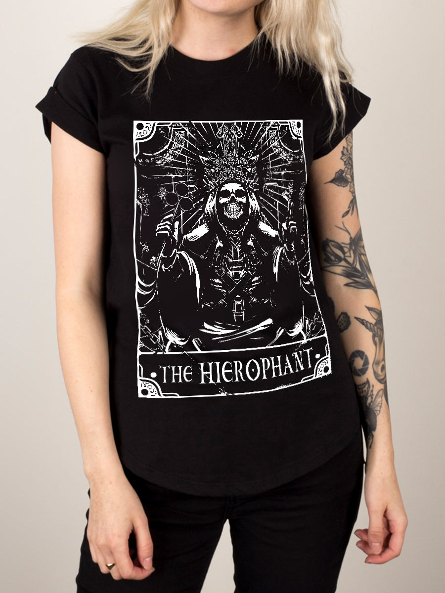 Deadly Tarot - The Hierophant Ladies Premium Black T-Shirt