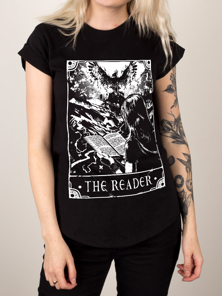 Deadly Tarot - The Reader Ladies Premium Black T-Shirt
