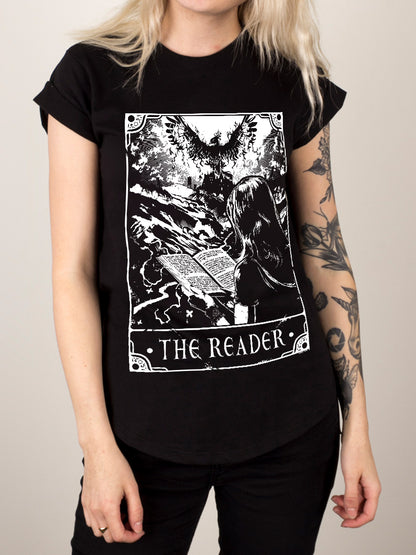 Deadly Tarot - The Reader Ladies Premium Black T-Shirt