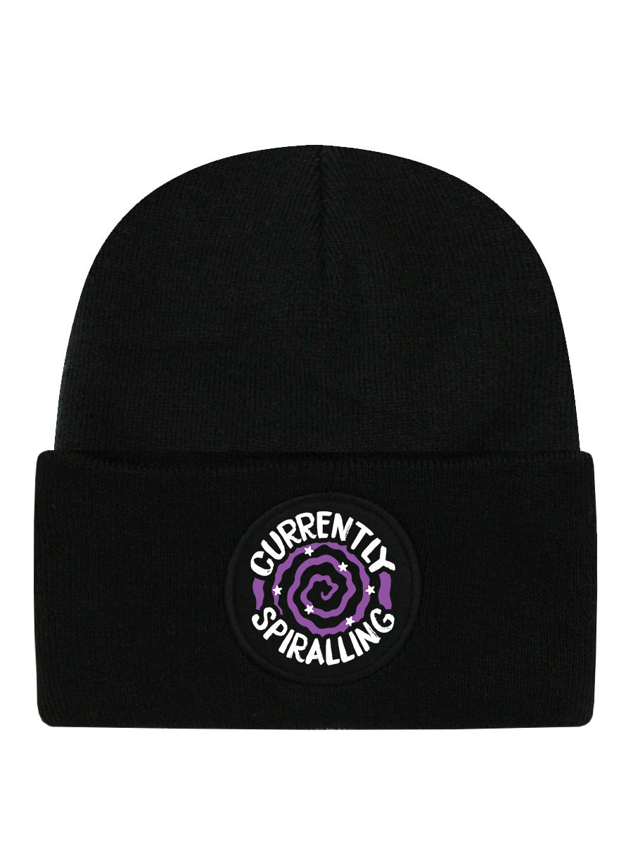 Currently Spiralling Black Beanie