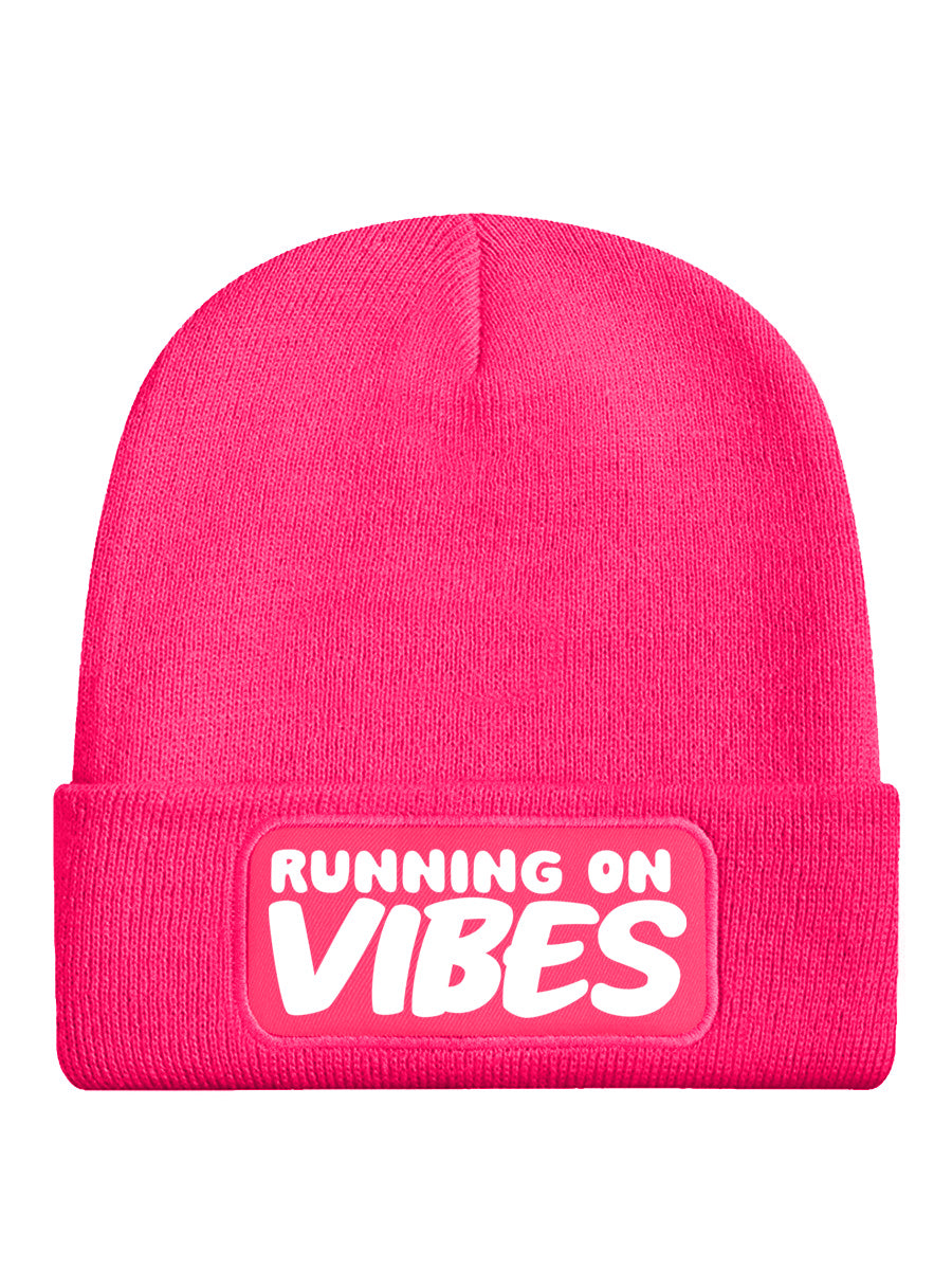 Running On Vibes Pink Beanie